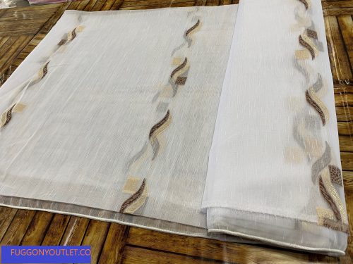 Méteráru, Voile,Zelis, fehér alapon ,Barna Arany, 280 cm