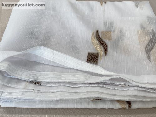 Voile, Zelis, fehér alapon barna arany, 300x260 cm 