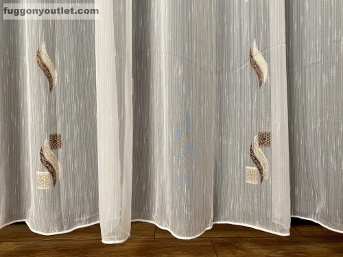 Voile, Zelis, fehér alapon barna arany, 300x260 cm 