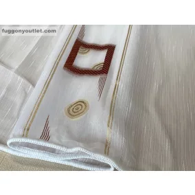 Voile, Beata, fehér alapon Terra és arany 300x260 cm 