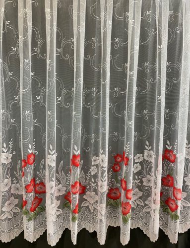 Pipacsvirág, fehér alapon piros, 300x175 cm