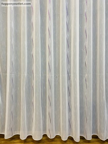 Voile, Elena, fehér alapon lila, 300x260 cm 
