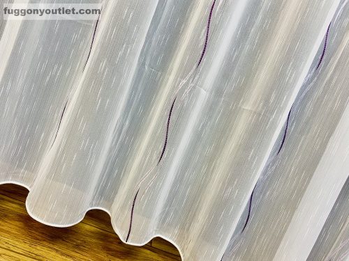 Voile, Elena, fehér alapon lila, 300x260 cm 