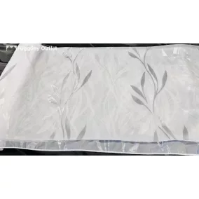   Méteráru, Voile, Viola, fehér alapon ezüst és fehér , 280 cm