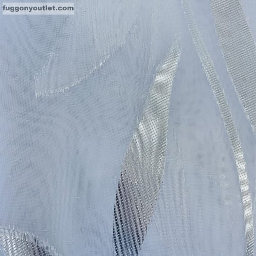 Méteráru, Voile, Viola, fehér alapon ezüst és fehér , 280 cm