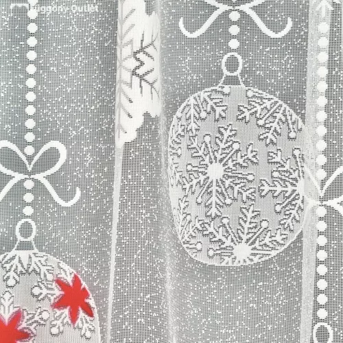 Panoráma, Christmas Bauble, karácsonyi, fehér alapon színes, 300 x155 cm