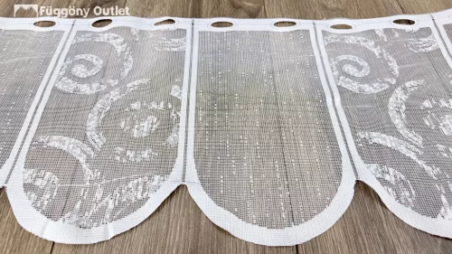 Méteráru,  Vitrázs Függöny, Zsakar, fehér, 30 cm 