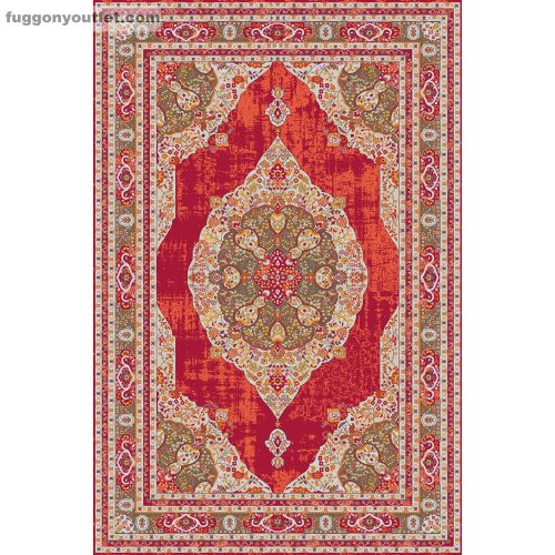 Celen klasszikus szőnyeg, Artvin, piros alapon krém/sárga, 80x150 cm