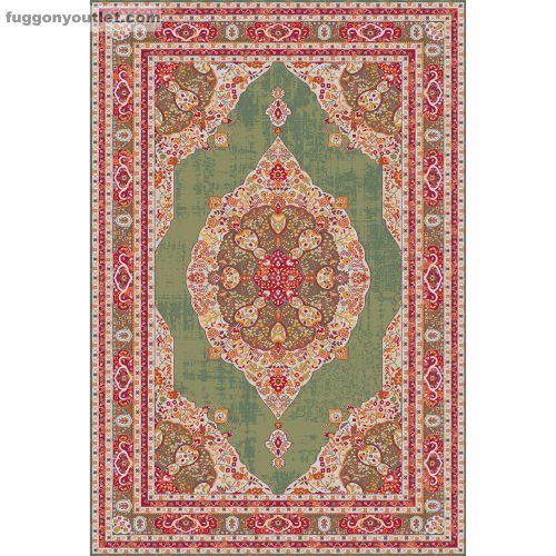 Celen klasszikus szőnyeg, Artvin, zöld alapon krém/vörös, 120x180 cm