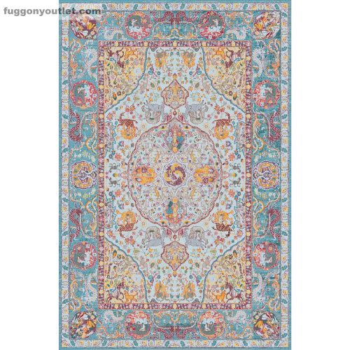 Celen klasszikus szőnyeg, Sinop, türkiz alapon színes minta,  80x150 cm