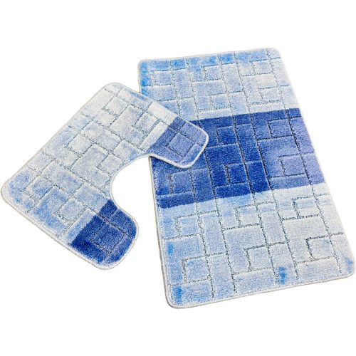 Troya, Fürdőszobai szőnyeg, 2 részes, kék csempe mintás