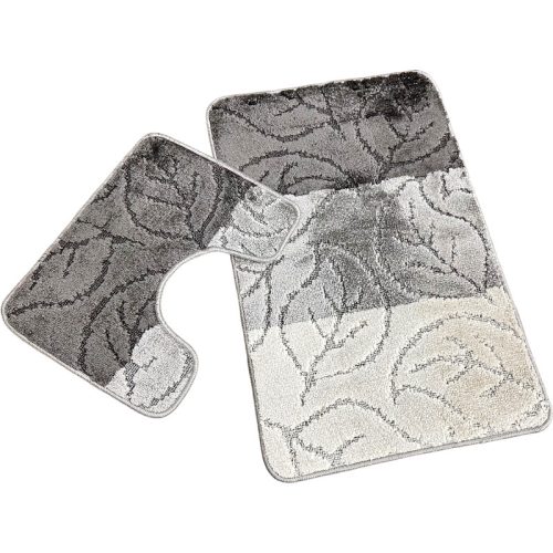 Troya, Fürdőszobai szőnyeg, 2 részes, szürke levél mintás