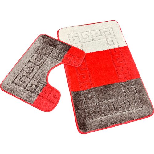 Troya, Fürdőszobai szőnyeg, 2 részes, piros görög mintás