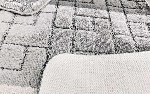 Troya, Fürdőszobai szőnyeg, 2 részes, szürke csempe mintás