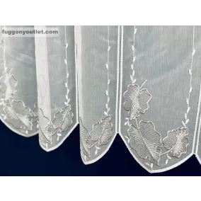   Méteráru, Vitrázs Függöny, Voile Leveles fehér szürke 60 cm