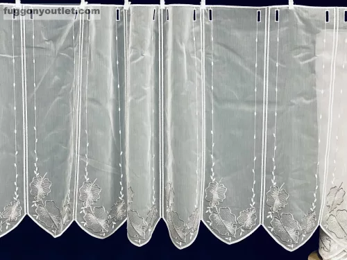 Méteráru, Vitrázs Függöny, Voile Leveles fehér szürke 60 cm