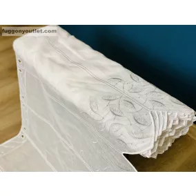   Méteráru, Vitrázs Függöny, Voile ezüst Levél fehér, 60 cm