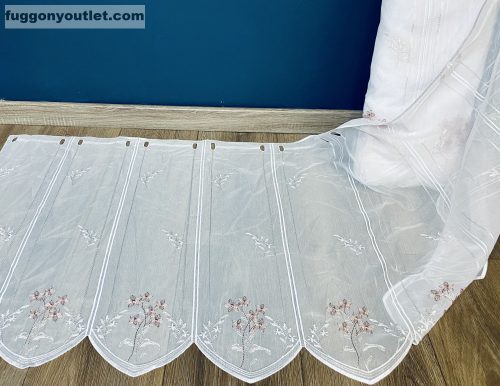 Méteráru, Vitrázs Függöny, Voile, mályva Virágos , 60 cm