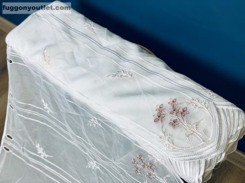 Méteráru, Vitrázs Függöny, Voile, mályva Virágos , 60 cm