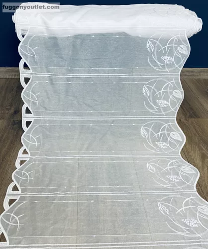 Méteráru, Vitrázs Függöny, Voile, Leveles fehér , 60 cm