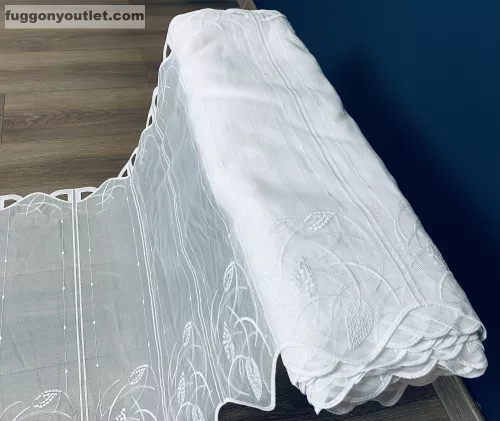 Méteráru, Vitrázs Függöny, Voile, Leveles fehér , 60 cm