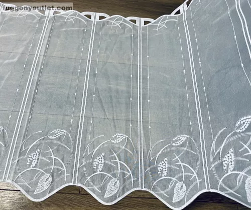 Méteráru, Vitrázs Függöny, Voile, Leveles fehér , 60 cm