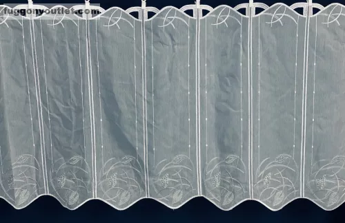 Méteráru, Vitrázs Függöny, Voile zöld Leveles fehér, 60 cm