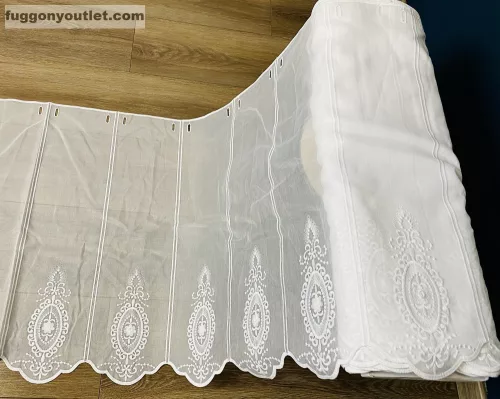 Méteráru, Vitrázs Függöny, Voile Barokk, fehér, 60 cm