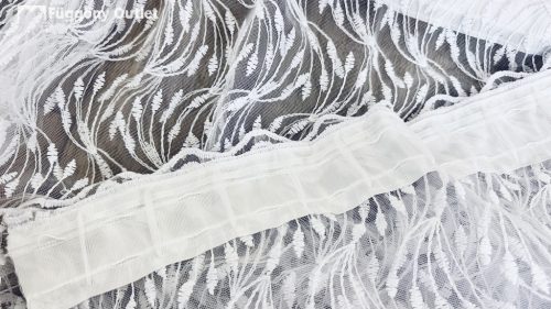 Csipke pano himzett, fehér, 350x150 cm