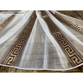 Voile, Görög minta, fehér alapon barna, 400x260 cm