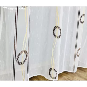 Voile, Halka, fehér alap barna arany, 200x215 cm 