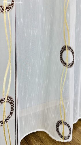 Voile, Halka, fehér alap barna arany, 200x215 cm 