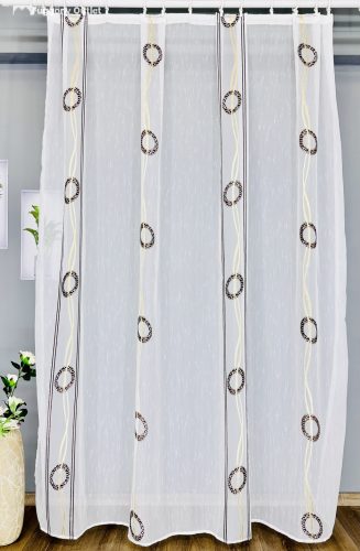 Voile, Halka, fehér alap barna arany, 200x215 cm 