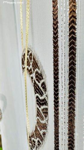 Voile, Halka, fehér alap barna arany, 200x215 cm 