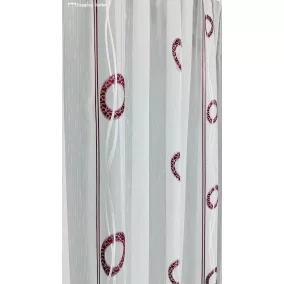 Voile, Halka, fehér alap bordó ezüst, 200x215 cm 
