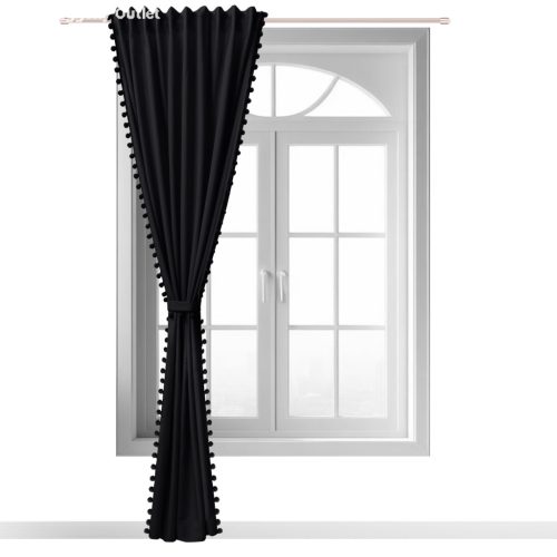 Dekor Sötétitö, rojtos fekete, 145x250 cm