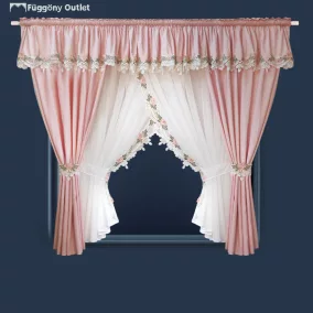   Decor, Csipkés Szett, fehér rózsaszín, 400x160+400x155 cm