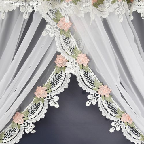 Decor, Csipkés Szett, fehér rózsaszín, 400x160+400x155 cm
