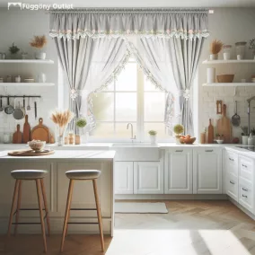 Decor, Csipkés Szett, fehér szürke, 400x160+400x155 cm