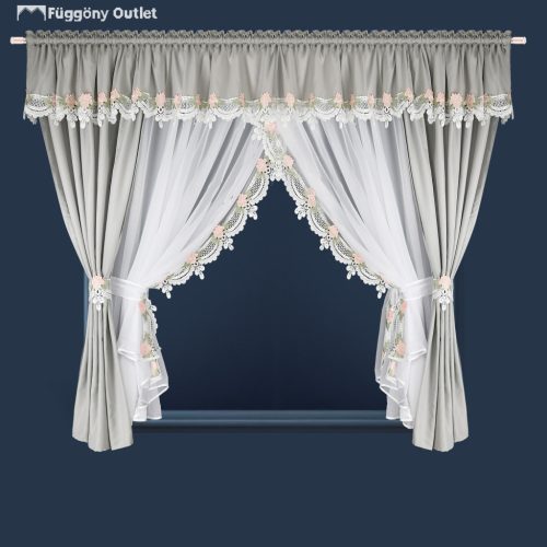 Decor, Csipkés Szett, fehér szürke, 400x160+400x155 cm