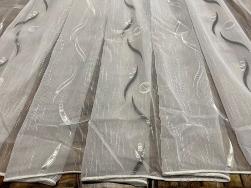 Méteráru, Voile, Roshan, fehér alapon szürke, 280 cm Méteráru