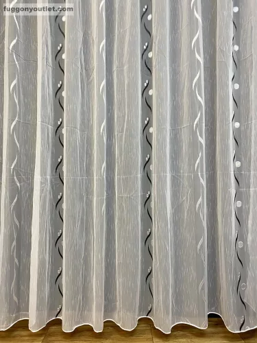 Voile, Roshan, fehér alapon fekete, 300x260 cm 