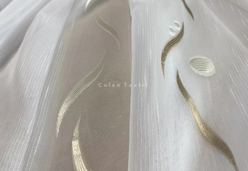 Méteráru,Voile, Roshan,fehér alapon Mogyoró, 280 cm