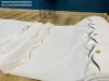 Méteráru, Voile, Roshan, fehér alapon barna, 150 cm