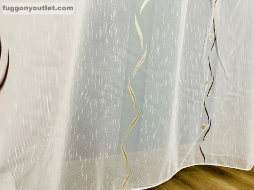 Méteráru, Voile, Roshan, fehér alapon barna, 150 cm