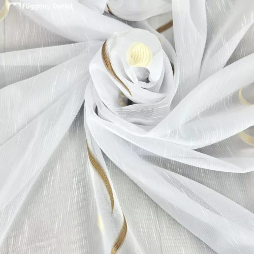 Méteráru, Voile, Roshan, fehér alapon barna és arany, 280cm