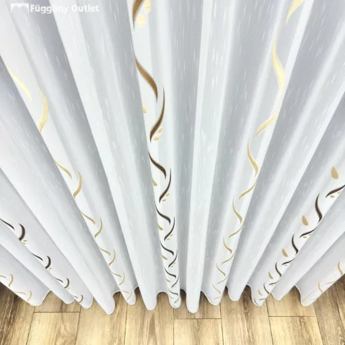 Méteráru, Voile, Roshan, fehér alapon barna és arany, 280cm