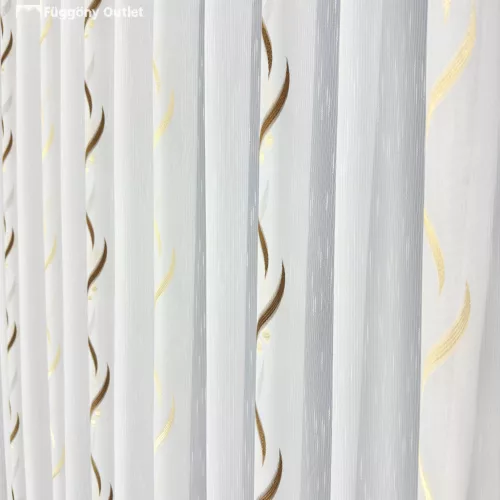Méteráru, Voile, Roshan, fehér alapon barna és arany, 280cm