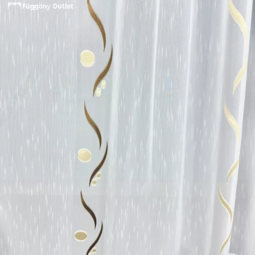 Méteráru, Voile, Roshan, fehér alapon barna és arany, 280cm