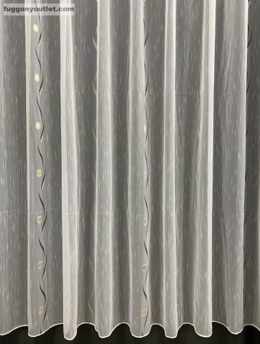 Voile, Roshan, fehér alapon barna, 300x260 cm 
